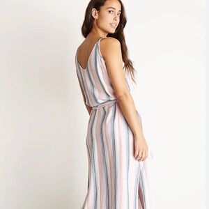BELLA DAHL Belted Maxi Dress in Sunset Stripe | M
